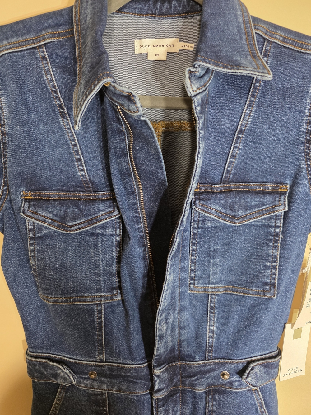 Good American NWT $199 Denim Utility Jumpsuit Indigo Wash Size Medium - Picture 9 of 12